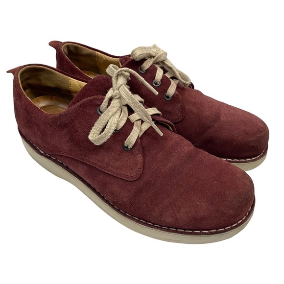 Samuel Hubbard Men’s 10.5 Leather Suede‎ Flat Shoes Free Plum Lace up - Picture 1 of 14